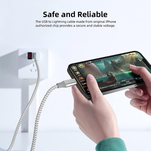 3 Pack 10 ft Apple MFi Certified Lightning Nylon Braided Cable Fast Charging - Picture 5 of 7